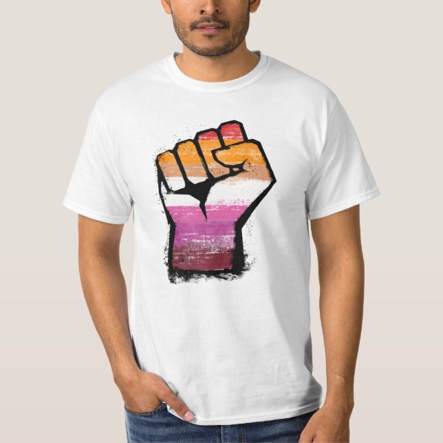 Lesbisk protestnäve t shirt (Framsida)