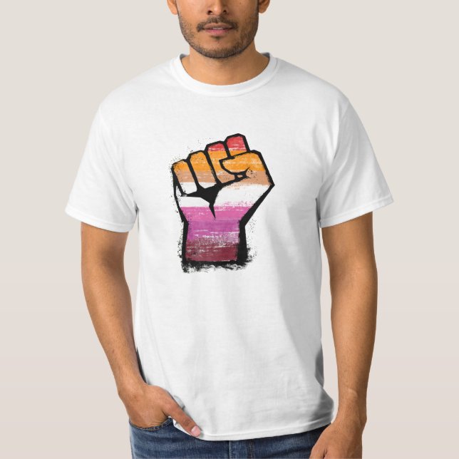 Lesbisk protestnäve t shirt (Framsida)