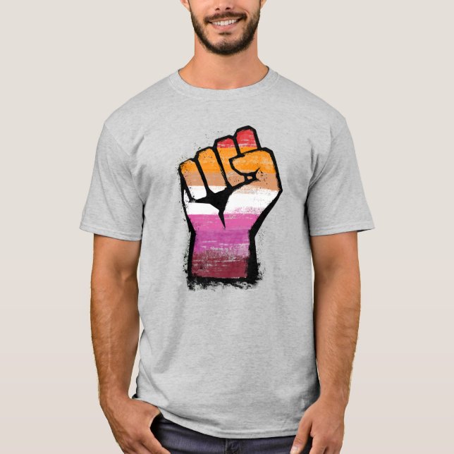 Lesbisk protestnäve t shirt (Framsida)
