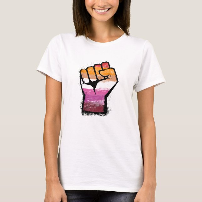 Lesbisk protestnäve t shirt (Framsida)