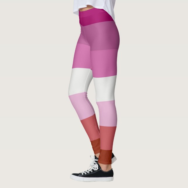 Lesbisk Rand Flagga Rosa Red Pride Leggings (Vänster)
