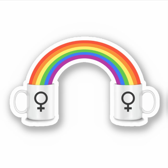 Lesbisk regnbågskaffe möte klistermärken (Framsida)