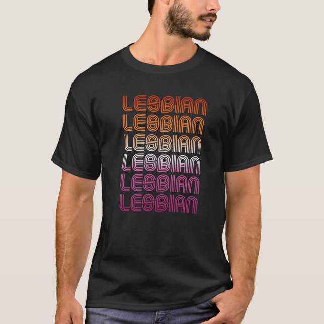 Lesbisk Retro Mönsterdesign T Shirt (Framsida)