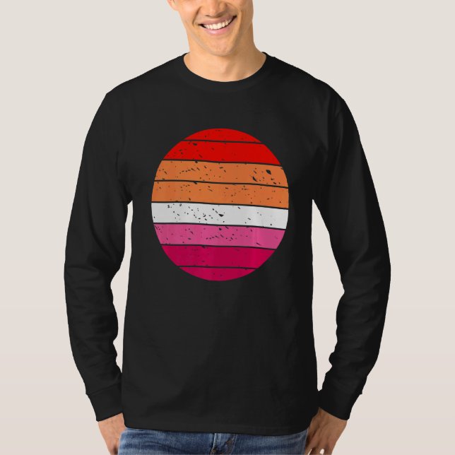 Lesbisk Retro Sunset Gay and Lesbisk Pride LGbt Ga T Shirt (Framsida)