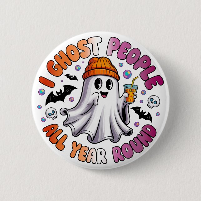 Lesbisk Rolig Halloween – Jag Spökar Folk Knapp (Framsida)