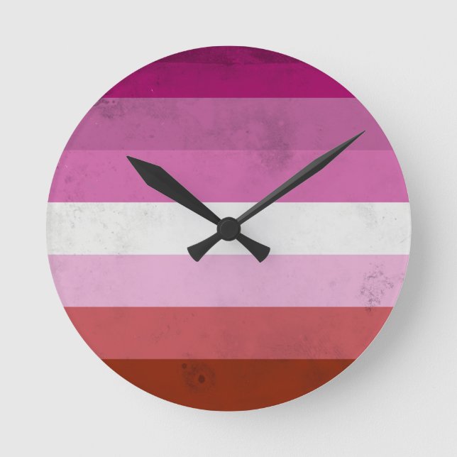 Lesbisk Rosa Flagga Rund Klocka (Framsida)