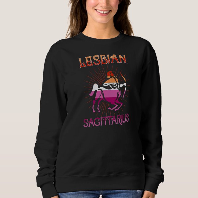 Lesbisk Sagittarius Zodiac Sign Birthday Horoscope T Shirt (Framsida)