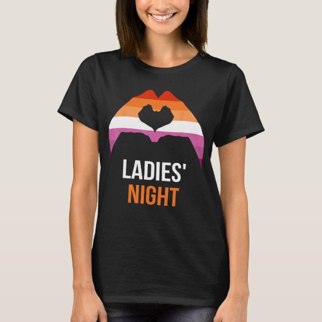 Lesbisk Say Dam Natt Lesbisk Flagga T Shirt (Framsida)