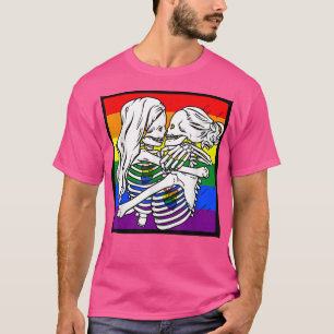 Lesbisk skelett Lesbisk Pride Rainbow Hum T Shirt
