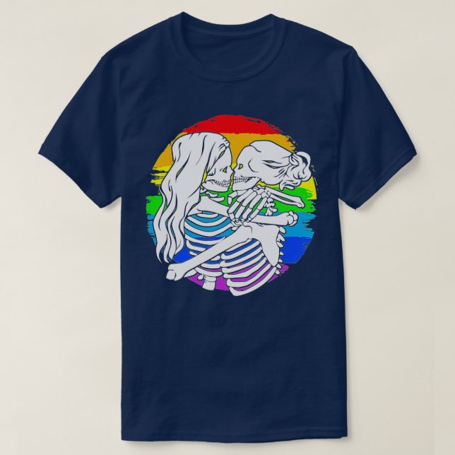Lesbisk skelettpar - Lesbiskens pride för Hallow T Shirt (Design framsida)