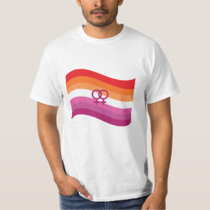 Lesbisk solnedgång kärlek stolthet vågig flagga t shirt