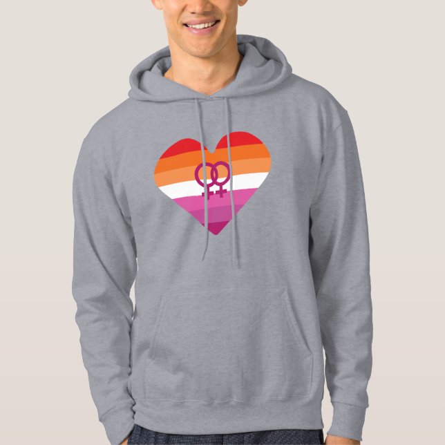 Lesbisk solnedgång WLW Hjärta Hoodie (Framsida)