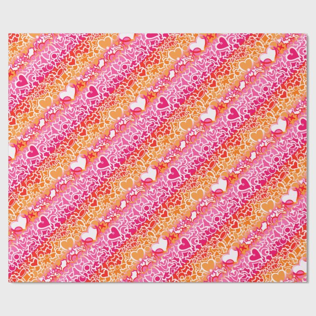 Lesbisk Solset Pride Squiggle Presentpapper (Platt)