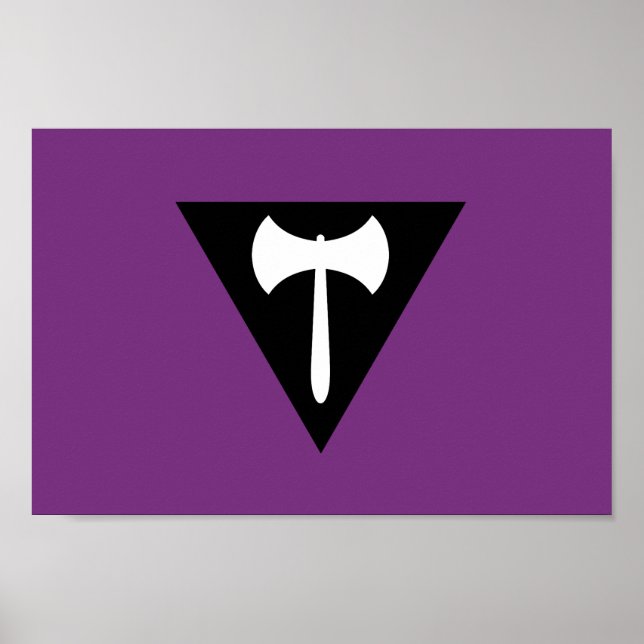 Lesbisk stolthet Flagga Lila Yxa Poster (Framsidan)