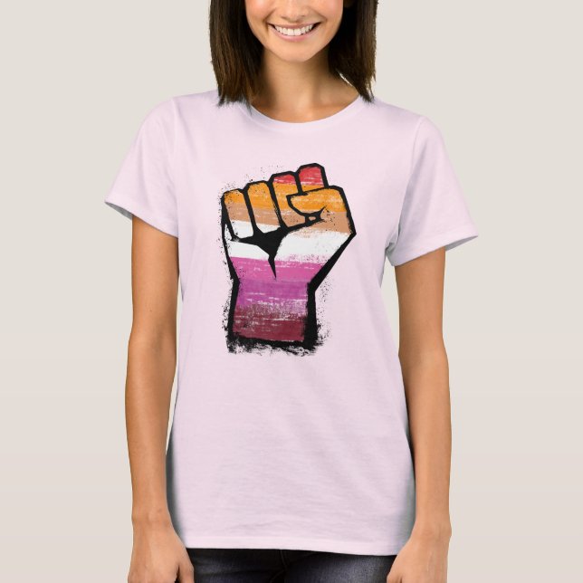 Lesbisk stolthets knytnäve t-shirt (Framsida)