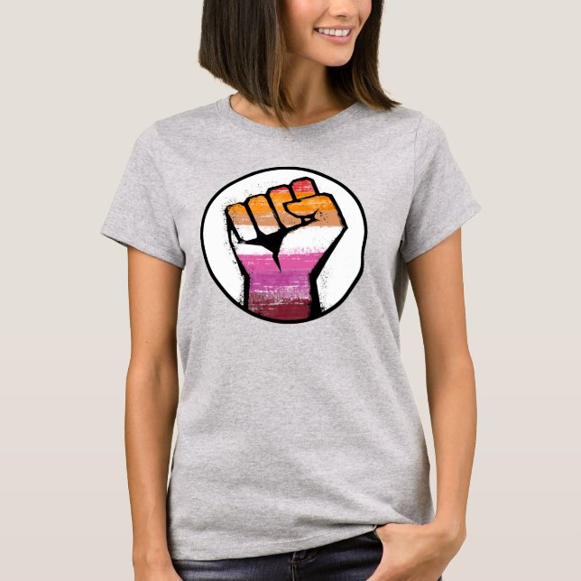 Lesbisk stolthets knytnäve t-shirt (Framsida)