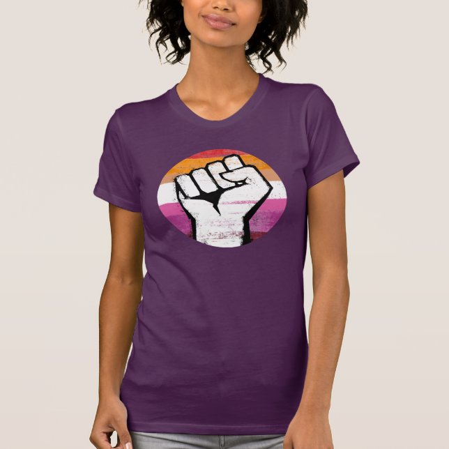 Lesbisk stolthets knytnäve t-shirt (Framsida)