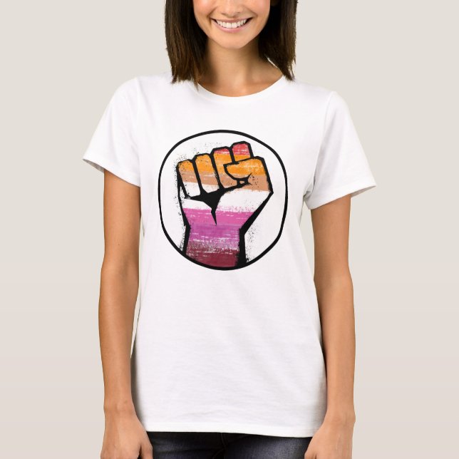 Lesbisk stolthetsfistknut t shirt (Framsida)