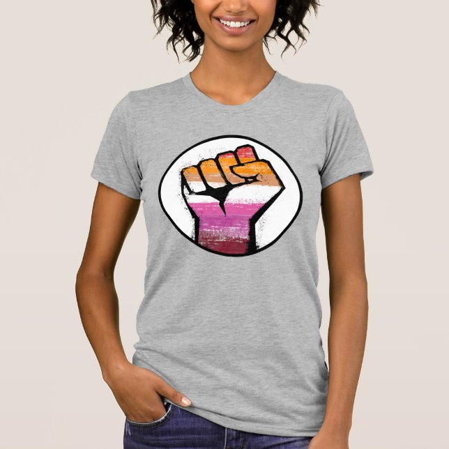Lesbisk stolthetsfistknut t shirt (Framsida)