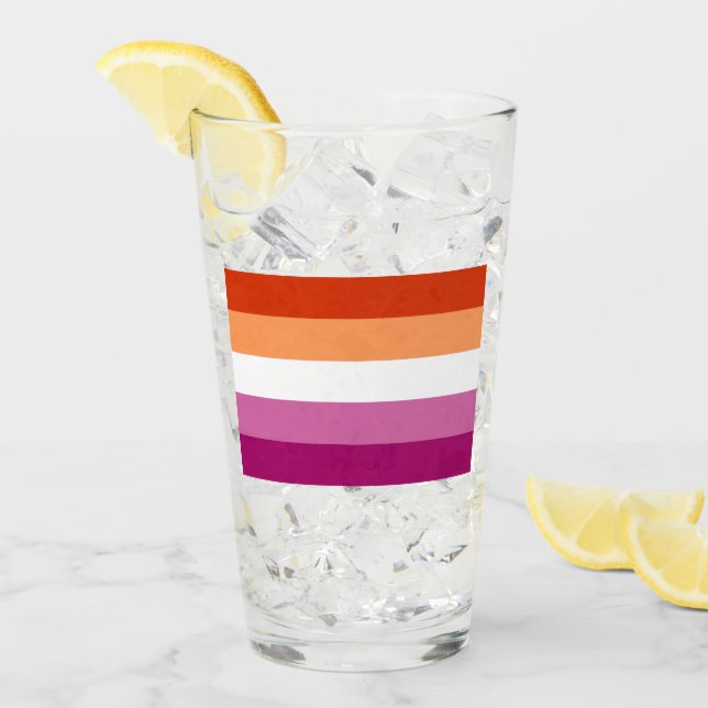 Lesbisk stolthetsflagga (5 ränder) glaskopp (Framsida Ice)