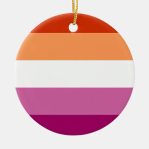 Lesbisk stolthetsflagga (5 ränder) julgransprydnad keramik