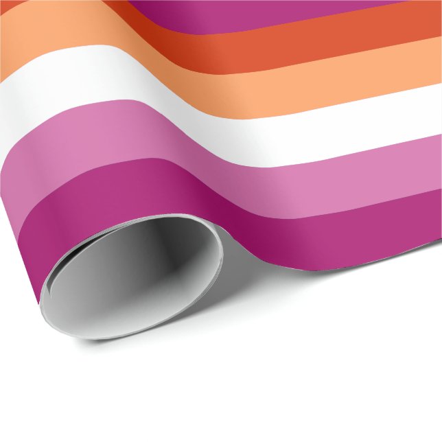 Lesbisk stolthetsflagga (5 ränder) presentpapper (Rullad Hörn)