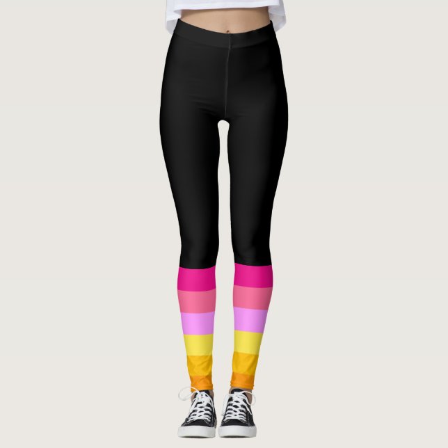 Lesbisk stolthetsflagga (Gryning) Leggings (Framsida)