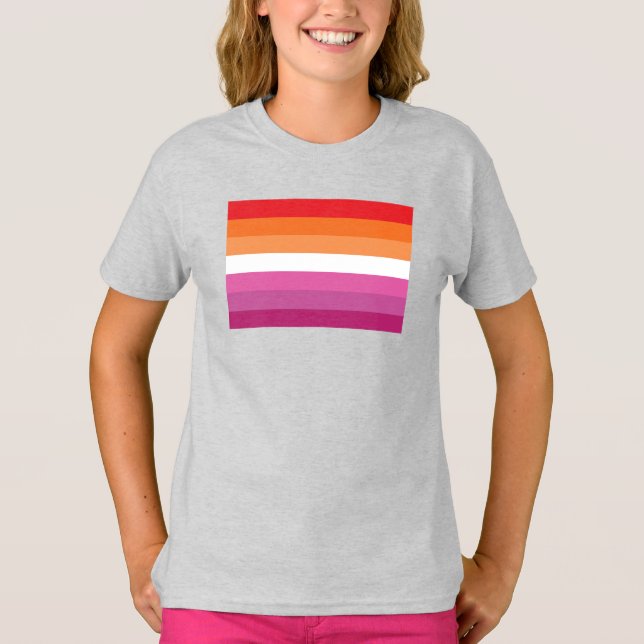 Lesbisk stolthetsflagga (Solnedgång) T Shirt (Framsida)