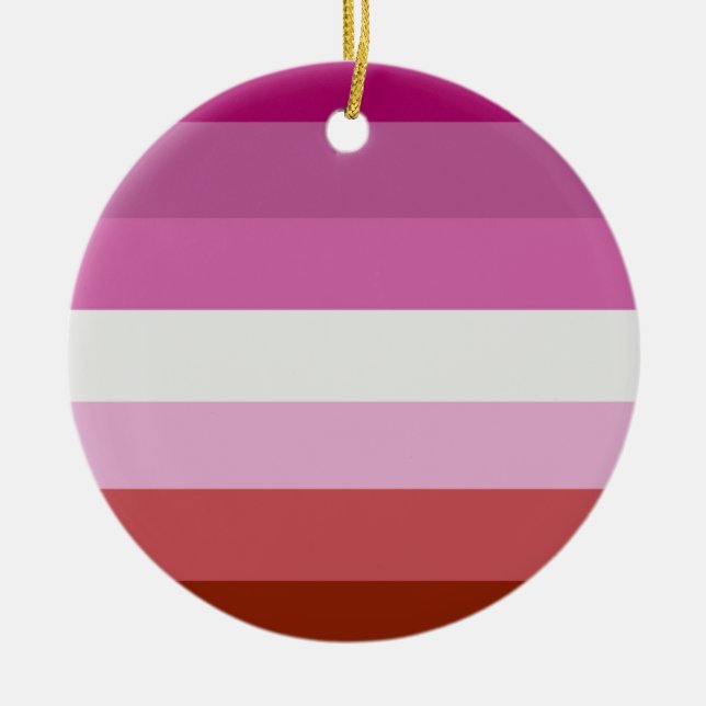 Lesbisk stolthetsflagga (ursprung) julgransprydnad keramik (Framsidan)