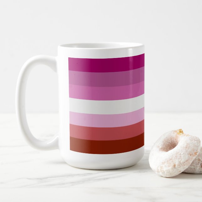 Lesbisk stolthetsflaggas ränder kaffemugg (Med munk)