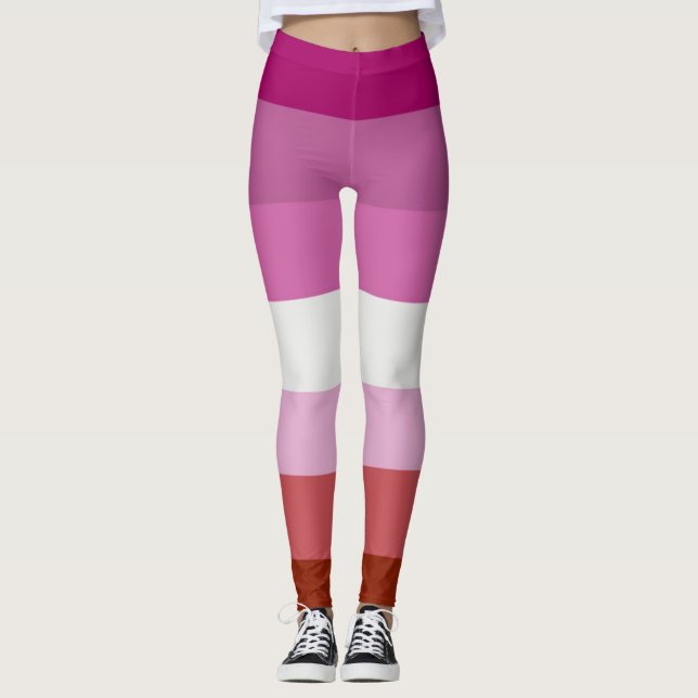 Lesbisk stolthetsflaggas ränder leggings (Framsida)