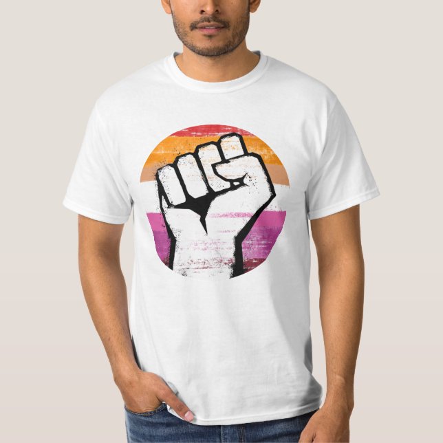 Lesbisk stolthetsnäve cirkeltryck t shirt (Framsida)
