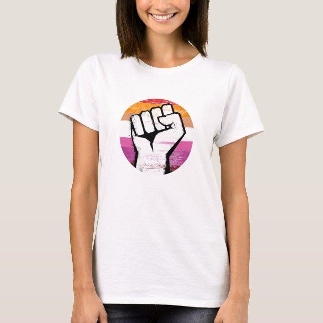 Lesbisk stolthetsnäve cirkeltryck t shirt (Framsida)