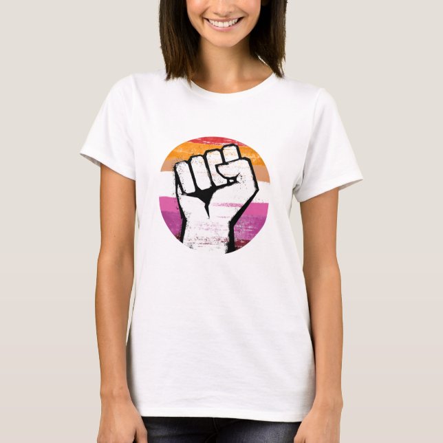 Lesbisk stolthetsnäve cirkeltryck t shirt (Framsida)