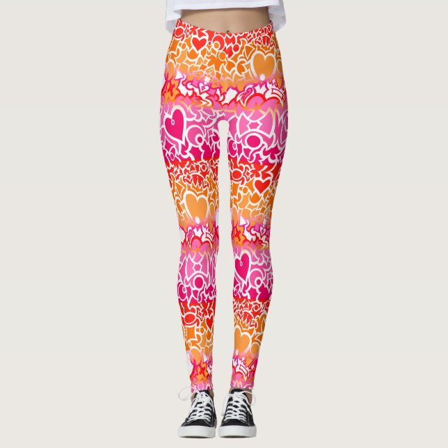 Lesbisk Sunset Pride Squiggle Leggings (Framsida)