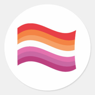 Lesbisk Sunset Pride Vågig Flagga Runt Klistermärke