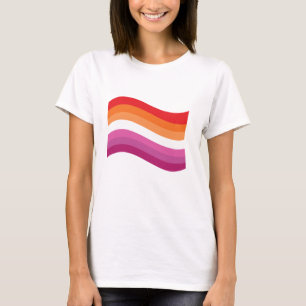 Lesbisk Sunset Pride Vågig Flagga T Shirt