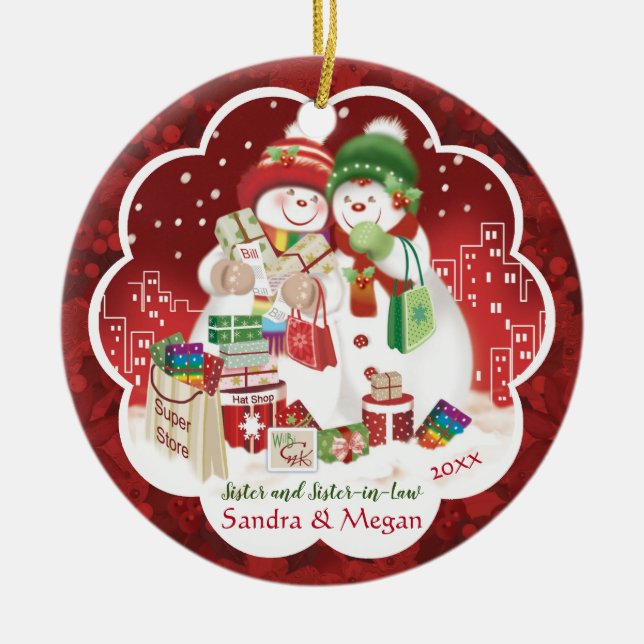 Lesbisk, syster, syster i juridik, kvinnor i Cute  Julgransprydnad Keramik (Framsidan)