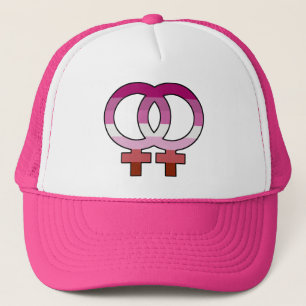 Lesbisk truckerkeps för prideflaggaVenus symbol