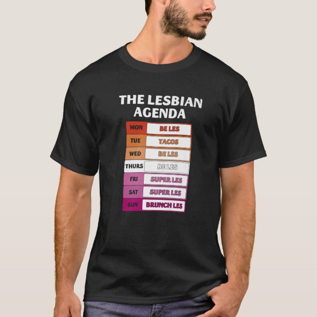 Lesbisk Veckodagordning för LGBTQ-Lesbiskens prisl T Shirt (Framsida)