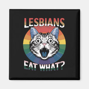 Lesbiska äter vad katt humor HBTQ stolthetsflagga Magnet