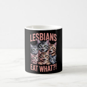 Lesbiska äter vad rolig katt lesbisk LGBTQ-prydnad Kaffemugg