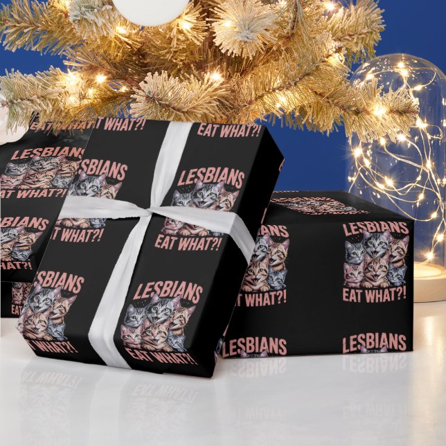 Lesbiska äter vad rolig katt lesbisk LGBTQ stolthe Presentpapper (Helgdagar)