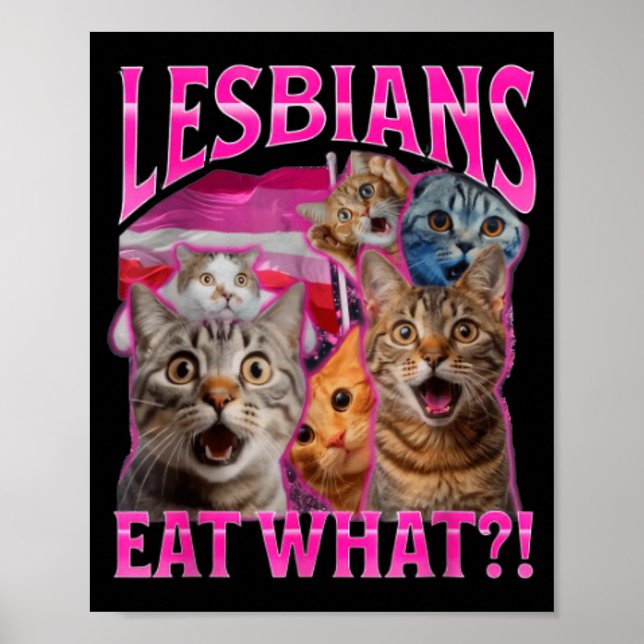 Lesbiska äter Vad_ Rolig Katt Ofrälse Hbtq Pride L Poster (Framsidan)