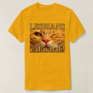 Lesbiska äter Vad? Rolig Orange Katt T Shirt