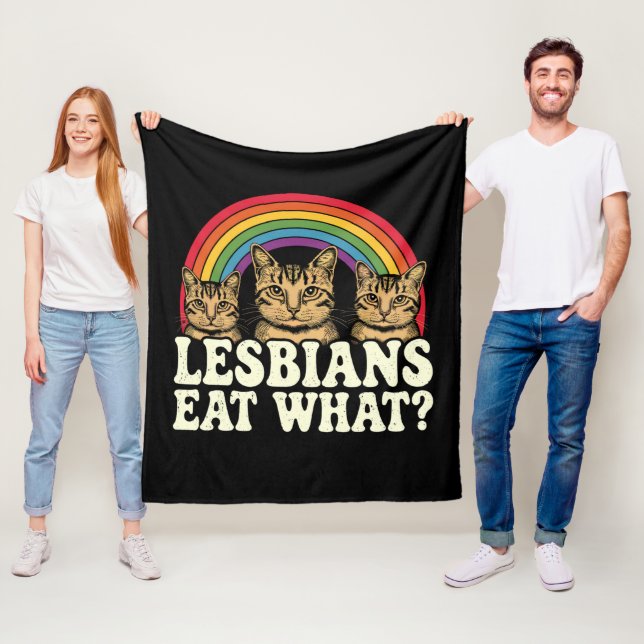 Lesbiska äter vad Vintage HBT-prismånad meme Fleecefilt (På plats)