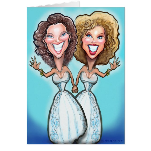 Lesbiska bröllopstårtadockor hälsningskort (Framsidan)