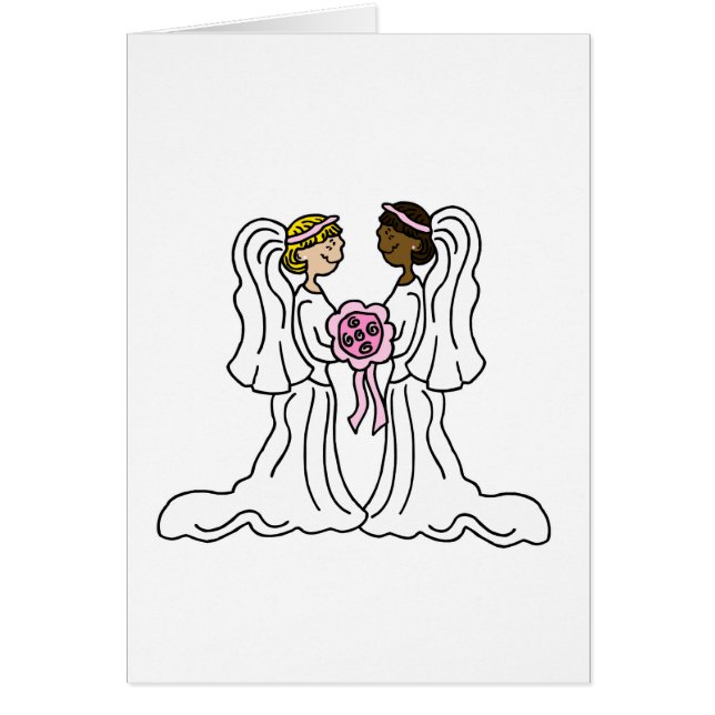 Lesbiska Interracial kopplar ihop Hälsningskort (Framsidan)