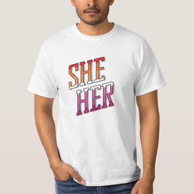 Lesbiska pronomen Hon Henne T Shirt (Framsida)