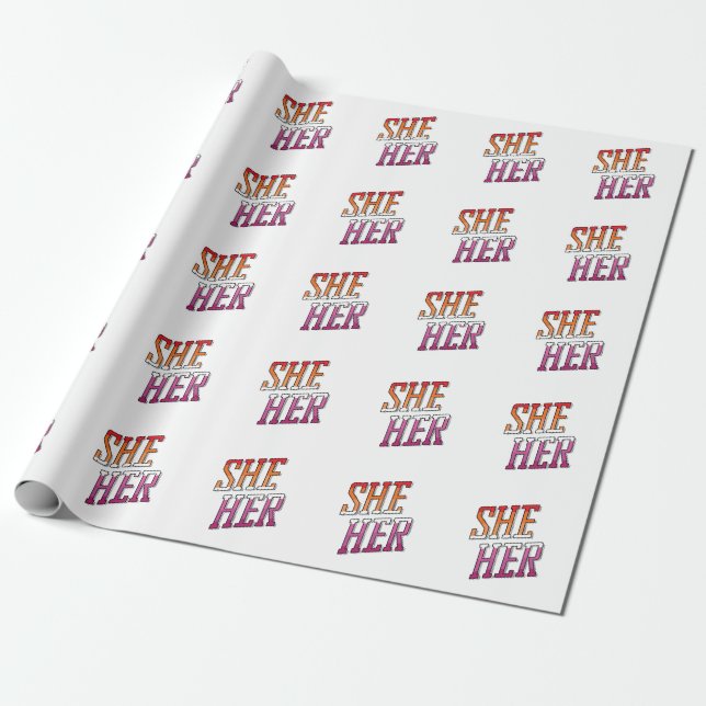 Lesbiska pronomen Hon Hennes Presentpapper (Utrullad)